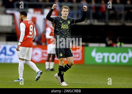 Alkmaar, Niederlande. Februar 2024. ALKMAAR - 02.04.2024, AFAS-Stadion. Niederländische Eredivisie Football Saison 2023/2024, während des Spiels AZ - Feyenoord. Beschreibung: Pro Shots/Alamy Live News Stockfoto