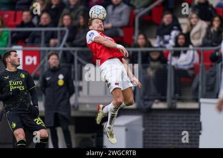 Alkmaar, Niederlande. Februar 2024. ALKMAAR, NIEDERLANDE - 4. FEBRUAR: Dani de Wit von AZ führt den Ball während des niederländischen Eredivisie-Spiels zwischen AZ und Feyenoord im AFAS-Stadion am 4. Februar 2024 in Alkmaar, Niederlande. (Foto: Joris Verwijst/Orange Pictures) Credit: dpa/Alamy Live News Stockfoto