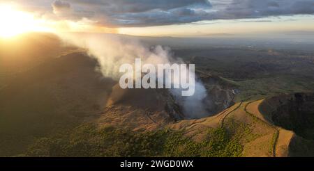 Sonnenuntergang über Masaya Vulkan Nationalpark Panoramablick Stockfoto