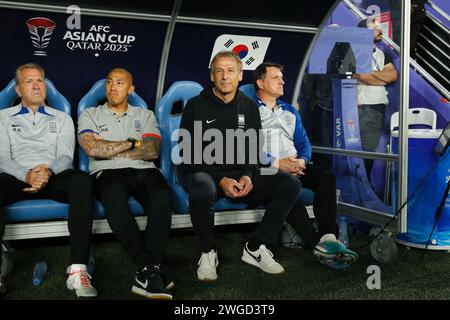 Al Wakrah, Katar. Februar 2024. Jurgen Klinsmann (KOR) Fußball/Fußball : AFC Asian Cup Qatar 2023 Viertelfinalspiel Australien 1-2 Korea Republic im Al Janoub Stadium in Al Wakrah, Katar . Quelle: Mutsu Kawamori/AFLO/Alamy Live News Stockfoto