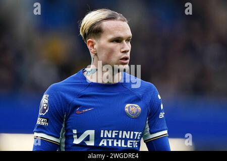 Chelsea’s Mykhaylo Mudryk während des Premier League-Spiels in Stamford Bridge, London. Bilddatum: Sonntag, 4. Februar 2024. Stockfoto