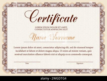Vektorguillochiertes Zertifikat Stock Vektor