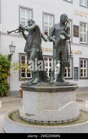 Skulptur Münzenberg Musiker in Quedlinburg, Sachsen-Anhalt, Deutschland Stockfoto