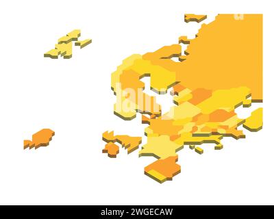 Isometrische politische Karte Europas. Farbenfrohe leere Karte auf weißem Hintergrund. 3D-Vektordarstellung Stock Vektor