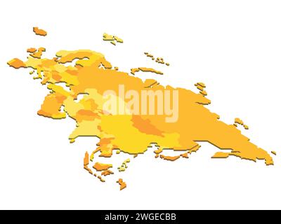 Isometrische politische Karte Eurasiens. Farbenfrohe leere Karte auf weißem Hintergrund. 3D-Vektordarstellung Stock Vektor
