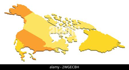 Isometrische politische Karte von Nordamerika. Farbenfrohe leere Karte auf weißem Hintergrund. 3D-Vektordarstellung Stock Vektor