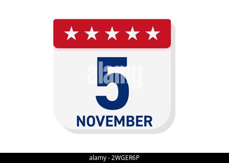 Symbol für die Erinnerung an die Wahlen. Abreißkalender mit amerikanischem Sternsymbol. Stock Vektor