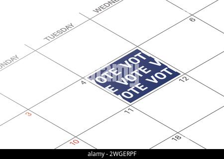 Symbol für die Erinnerung an die Wahlen. Kalender mit amerikanischem Sternsymbol. Stock Vektor