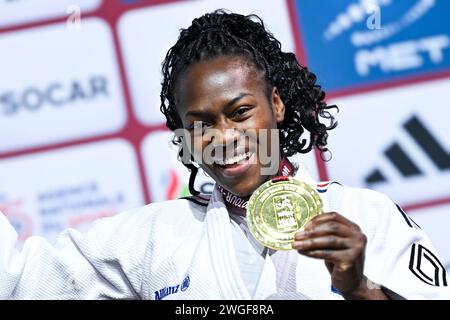 Clarisse Agbegnenou während der Paris Grand Slam 2024 IJF World Judo Tour in der Accor Arena in Paris, Frankreich am 3. Februar 2024. Stockfoto