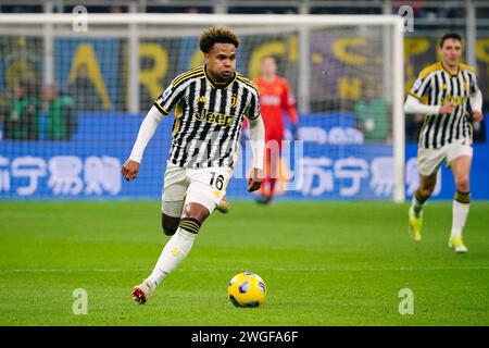 Mailand, Italie. Februar 2024. Weston McKennie (Juventus FC) während des italienischen Meisterschaftsspiels Serie A zwischen FC Internazionale und Juventus FC am 4. Februar 2024 im Giuseppe Meazza Stadion in Mailand, Italien - Foto Morgese-Rossini/DPPI Credit: DPPI Media/Alamy Live News Stockfoto