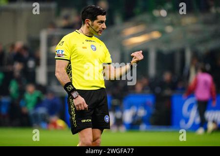 Mailand, Italie. Februar 2024. Fabio Maresca (Schiedsrichter) während des Fußballspiels der Serie A zwischen dem FC Internazionale und Juventus FC am 4. Februar 2024 im Giuseppe Meazza Stadion in Mailand, Italien - Foto Morgese-Rossini/DPPI Credit: DPPI Media/Alamy Live News Stockfoto