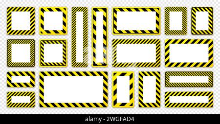 Verschiedene leere Warnschilder mit diagonalen Linien. Rotes Achtung-, Gefahr- oder Vorsichtshinweisschild, Baustellenbeschilderung. Realistisches Hinweisschild, Warnung Stock Vektor