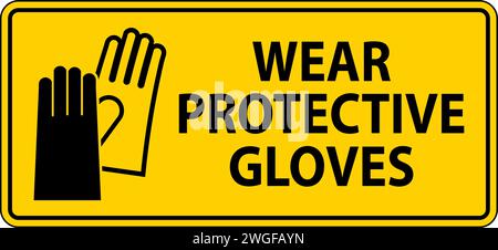 Achtung Schutzhandschuhe tragen Stock Vektor