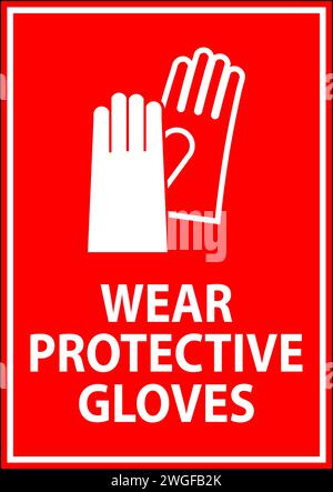 Achtung Schutzhandschuhe tragen Stock Vektor
