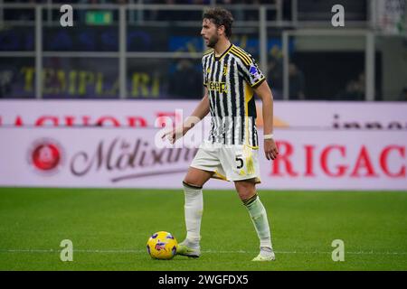 Mailand, Italie. Februar 2024. Manuel Locatelli (Juventus FC) während des italienischen Meisterschaftsspiels Serie A zwischen dem FC Internazionale und Juventus FC am 4. Februar 2024 im Stadion Giuseppe Meazza in Mailand, Italien - Foto Morgese-Rossini/DPPI Credit: DPPI Media/Alamy Live News Stockfoto