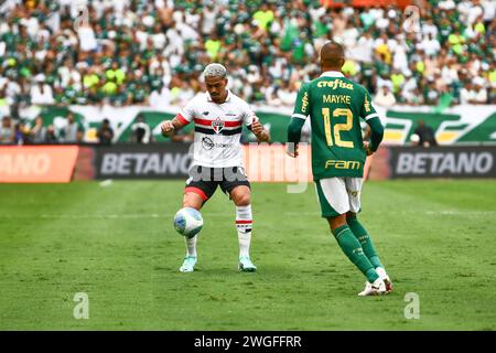 Belo Horizonte, Brasilien. Februar 2024. Luciano während Palmeiras x São Paulo, einem Spiel, das für das Finale des brasilianischen Superpokals gültig ist, das in Mineirão, Belo Horizonte, MG, ausgetragen wird. Quelle: Doug Patrício/FotoArena/Alamy Live News Stockfoto