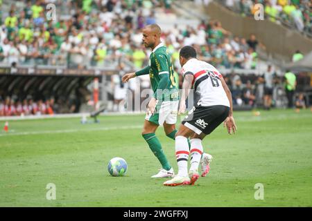 Belo Horizonte, Brasilien. Februar 2024. Mayke während der Palmeiras x São Paulo, einem Spiel, das für das Finale des brasilianischen Superpokals gültig ist, das in Mineirão, Belo Horizonte, MG, ausgetragen wird. Quelle: Doug Patrício/FotoArena/Alamy Live News Stockfoto