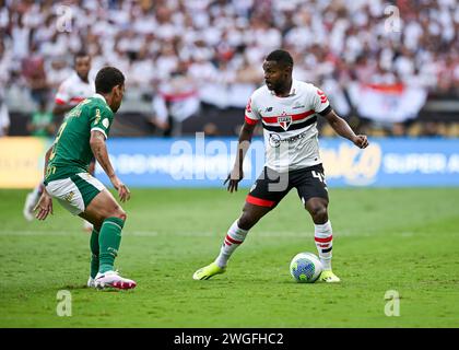 Belo Horizonte, Brasilien. Februar 2024. Nikão of Sao Paulo, während des Spiels zwischen Palmeiras und Sao Paulo, für die brasilianische Supercopa 2024, am 4. Februar im Mineirao Stadium in Belo Horizonte. Foto: Gledston Tavares/DiaEsportivo/Alamy Live News Credit: DiaEsportivo/Alamy Live News Stockfoto