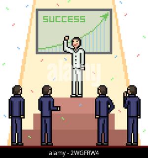 Gewinner der Pixel Art of Business Success Stock Vektor