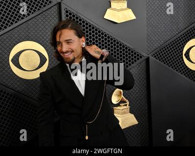 Los Angeles, Usa. Februar 2024. Maluma nimmt am Sonntag, 4. Februar 2024, an den 66. Grammy Awards in der Crypto.com Arena in Los Angeles Teil. Foto: Jim Ruymen/UPI Credit: UPI/Alamy Live News Stockfoto