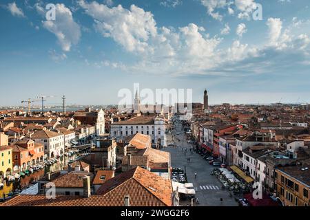 Blick auf Chioggia und Corso del Popolo und den Vena Canal, Italien Stockfoto