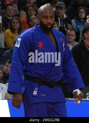 Paris, Frankreich. Februar 2024. TEDDY RINER AUS FRANKREICH und KONE LOSSENI aus Deutschland 1/4 Finale 100 KG während des Paris Grand Slam 2024, IJF Judo Events am 4. Februar 2024 in der Accor Arena in Paris, Frankreich - Foto Laurent Lairys/MAXPPP Credit: MAXPPP/Alamy Live News Stockfoto