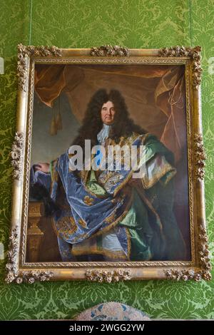 Das Gemälde von Hyacinthe Rigaud war ein französischer Barockmaler, der vor allem für seine Porträts Ludwigs XIV. Bekannt war Stockfoto