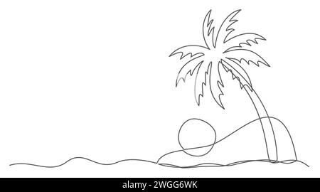 Palme, eine Linie, isoliert auf weißem Hintergrund Stock Vektor