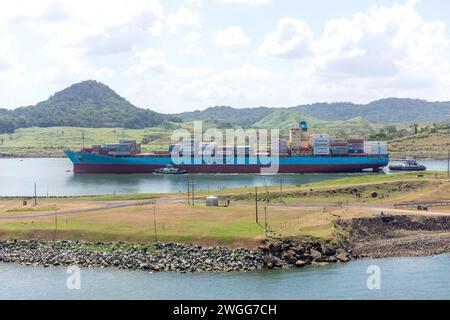 Lica Maersk Containerschiff im Panamakanal, Colon, Provinz Colon, Repubic von Panama Stockfoto