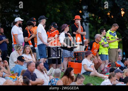 Brisbane, Australien. Februar 2024. Brisbane, Australien, 3. Februar 2024 Brisbane Fans während des Liberty A League Spiels zwischen Brisbane Roar und Melbourne Victory FC im Perry Park. (Matthew Starling/SPP) Credit: SPP Sport Press Photo. /Alamy Live News Stockfoto