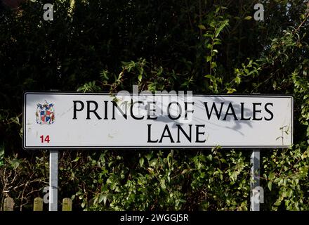 Prince of Wales Lane Schild, Solihull Lodge, West Midlands, England, UKJ Stockfoto