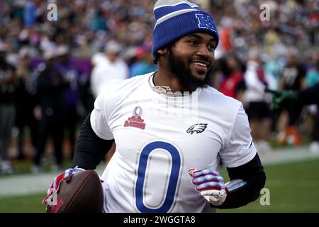 Orlando, USA. Februar 2024. D’Andre Swift von NFC tritt am 4. Februar 2024 beim Fahnenfußballspiel NFL Pro Bowl in Orlando an. Quelle: Wu Xiaoling/Xinhua/Alamy Live News Stockfoto