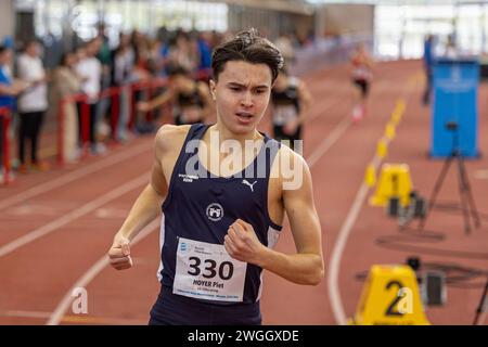 München, Deutschland. Februar 2024. Piet Hoyer (LG Offenburg); Süddeutsche Hallenmeisterschaften Aktive und Jugend U18 in der Werner-von-Linde-Halle in München am 04.02.2024, (Bayern). Quelle: dpa/Alamy Live News Stockfoto