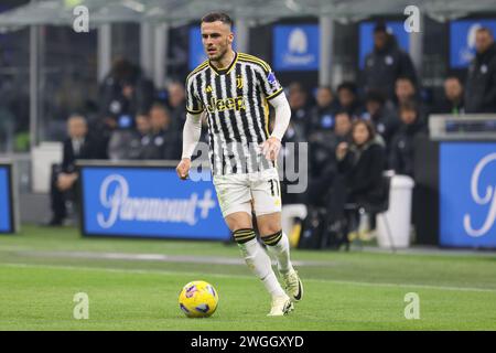 Mailand, Italien. Februar 2024. Mailand, Italien - 4. februar 2024 - Inter-Juventus Serie A - kostic juventus Credit: Kines Milano/Alamy Live News Stockfoto