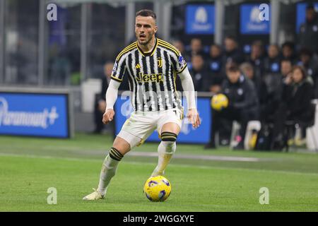 Mailand, Italien. Februar 2024. Mailand, Italien - 4. februar 2024 - Inter-Juventus Serie A - kostic juventus Credit: Kines Milano/Alamy Live News Stockfoto