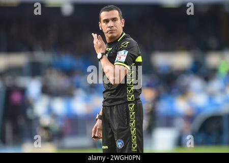 Neapel, Italien. Februar 2024. Schiedsrichter Marco Piccinini beim Spiel der Serie A TIM zwischen dem SSC Napoli und Hellas Verona im Stadio Diego Armando Maradona Neapel Italien am 4. Februar 2024. Franco Romano/Alamy Live News Stockfoto