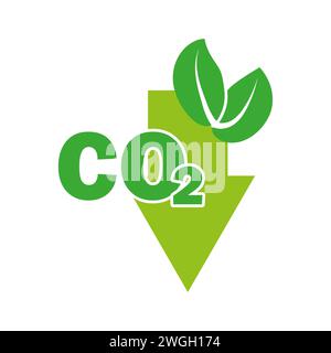 Zeichen zur Verringerung der CO2-Emissionen. Symbol für Stopp des Klimawandels. EPS 10. Rohbild. Stockfoto