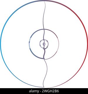 Schallplatten-Audioaufzeichnung mit kontinuierlicher Linienzeichnung. Vintage-LP-Scheibe, gezeichnet in einzeiliger Art. Vektorabbildung Stock Vektor