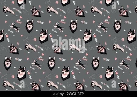 Süßes nahtloses Husky-Muster für Hunde Stock Vektor