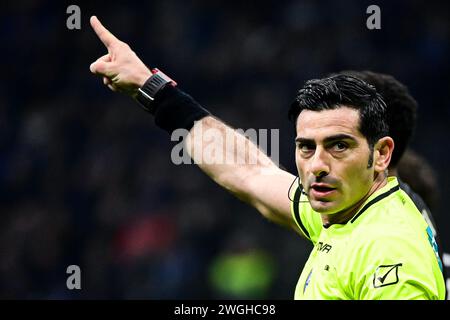 Schiedsrichter Fabio Maresca während des italienischen Fußballspiels der Serie A Inter Mailand und Juventus FC im San Siro Stadion in Mailand, Italien am 4. Februar 2024 Credit: Piero Cruciatti/Alamy Live News Stockfoto