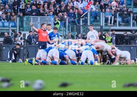 Tommy Freeman aus England sieht während der Guinness Men's Six Nations 2024 am 3. Februar 2024 im Stadio Olimpico in Rom, Italien, aus. Stockfoto