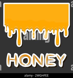 Tropfen Bienenhonig Tropfen aus sechseckigen Waben gefüllt mit goldenem Nektar, Waben Sommer Zusammensetzung bestehend aus Tropfen natürlichen Honig, Tropfen auf wa Stock Vektor