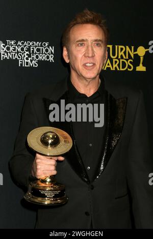 Burbank, USA. Februar 2024. LOS ANGELES - 4. Februar: Nicolas Cage bei den Saturn Awards 2024 im Burbank Convention Center am 4. Februar 2024 in Burbank, KALIFORNIEN (Foto: Katrina Jordan/SIPA USA) Credit: SIPA USA/Alamy Live News Stockfoto