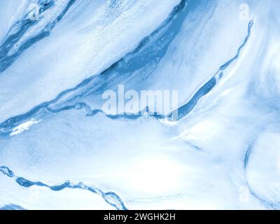 Abstrakte Meereslandschaft. Originalgemälde. Handgezeichnet, Impressionismus-Stil, blaue Farbtextur, Pinselstriche, Kunsthintergrund. Moderne Kunst. Stockfoto