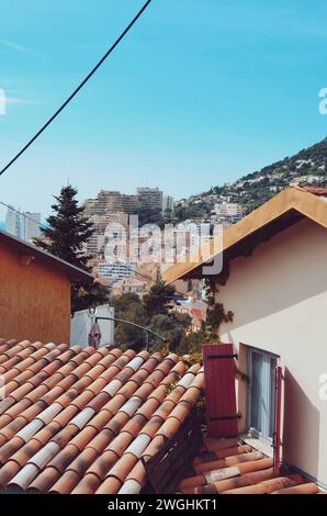 Panoramablick auf die Stadt Monaco in Frankreich, am 20. April 2019 Stockfoto