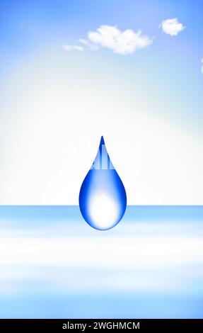 Perfekte Form eines herabfallenden Wassertropfens Stockfoto
