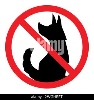 Kein Hund erlaubt Symbol, Verbotsschild, rot durchgestrichenes Kreissymbol mit Hundesilhouette Stock Vektor