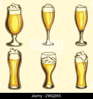 Glas Pale Ale Bier Set Sammlung Vektor Illustration für Ihre Firma oder Marke Stock Vektor