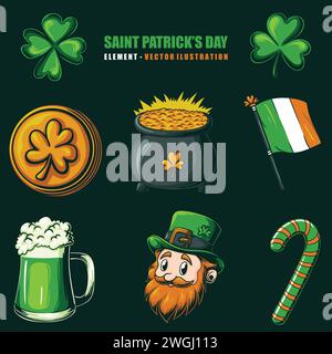 Setzen Sie Element saint patrick's Day Kollektion Vektorillustration für Ihr Unternehmen oder Ihre Marke Stock Vektor