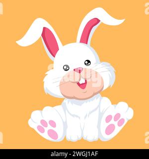 Einfache flache Vektor-Illustration des niedlichen Häschen Zeichentrickons Stock Vektor